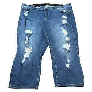 Torrid Bombshell Skinny Medium Wash Distressed Jeans Size 26 Women